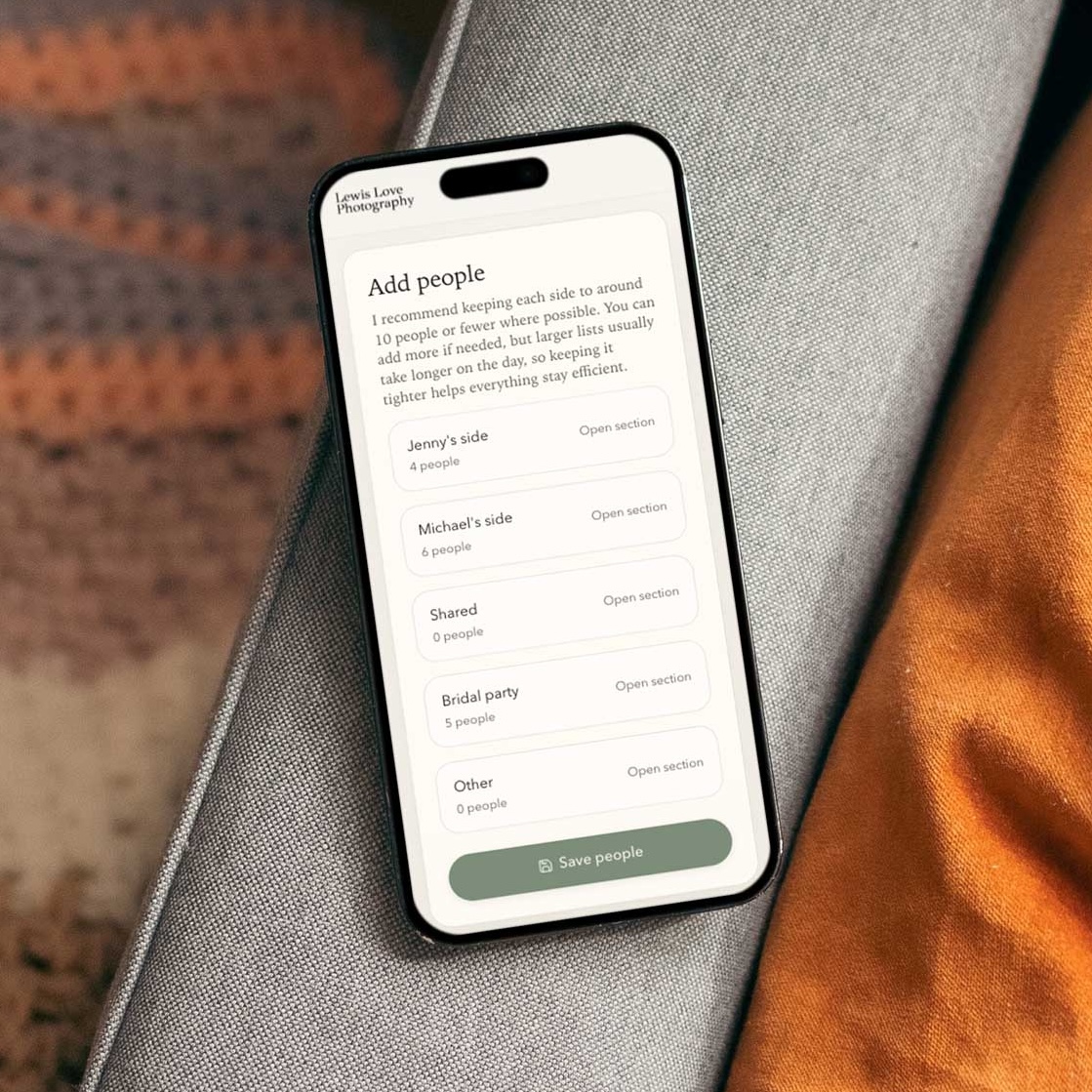 MomentCue couple questionnaire shown on a phone.